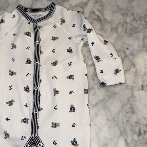 RALPH LAUREN LOGO TEDDY FOOTIE 3M - Picture 4 of 6